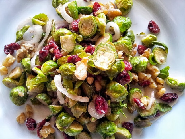 brussels sprouts salad with cranberries walnuts and onions v2