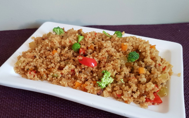 zesty ginger fried quinoa