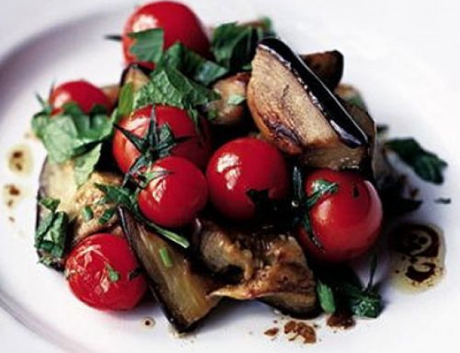 aubergine and tomato salad