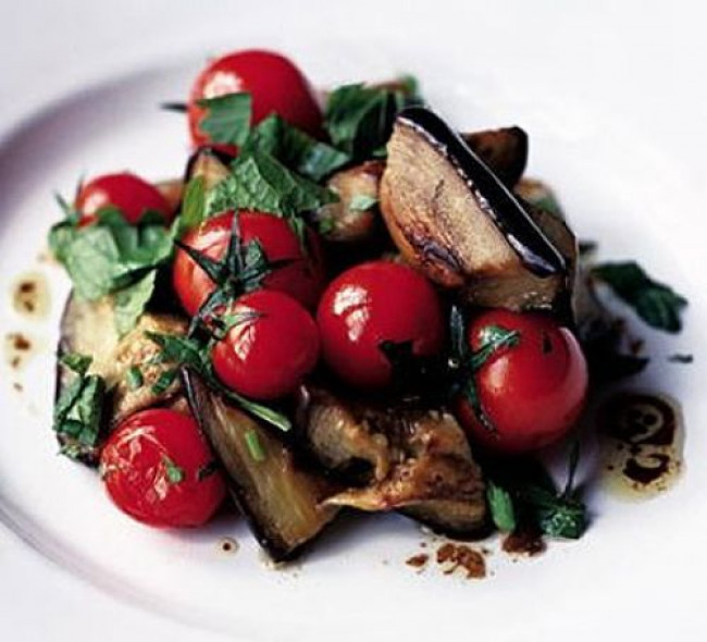 aubergine and tomato salad