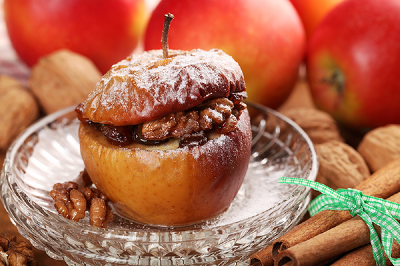 baked apples with rice pudding