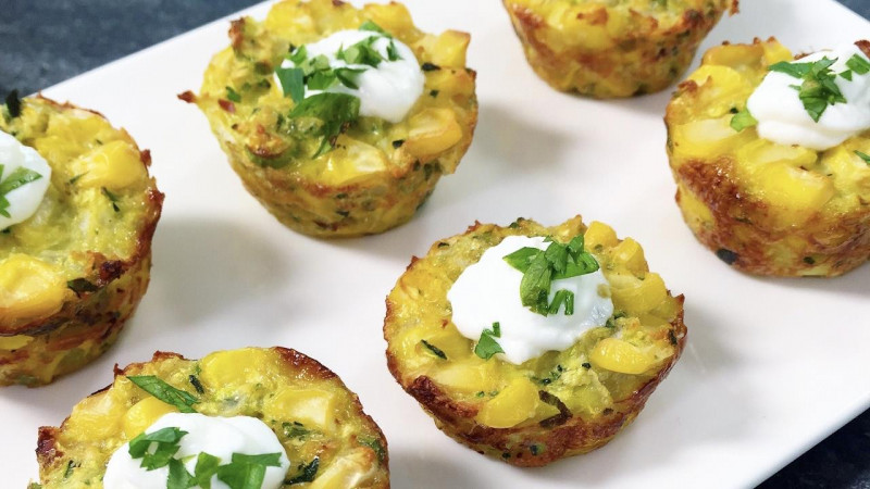 baked zucchini and sweetcorn mini frittatas