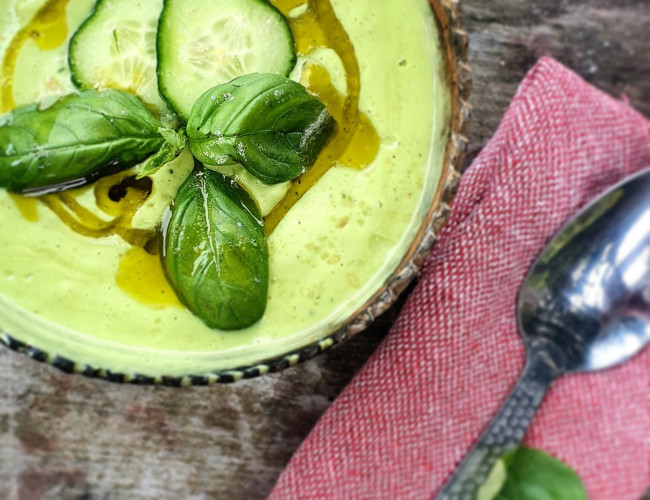 basil and cucumber chilled soup