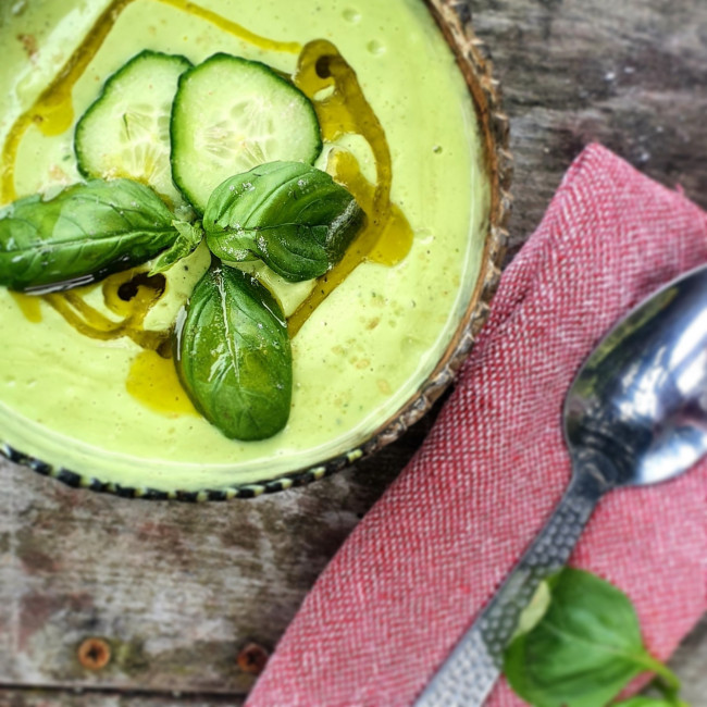 basil and cucumber chilled soup