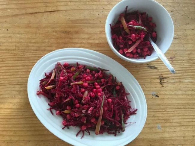 beetroot chickpea and green bean salad