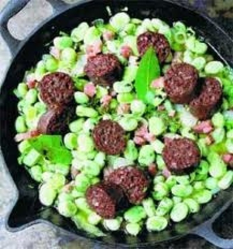 broad beans and sausage