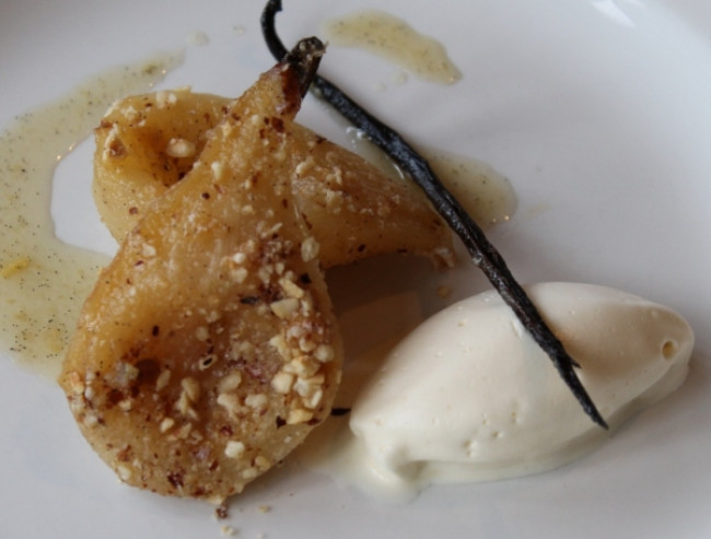 caramelized pears with hazelnut butter