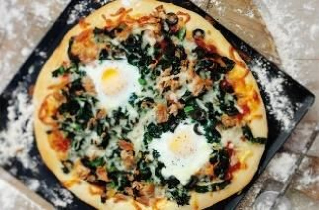 cavolo nero pizza with eggs