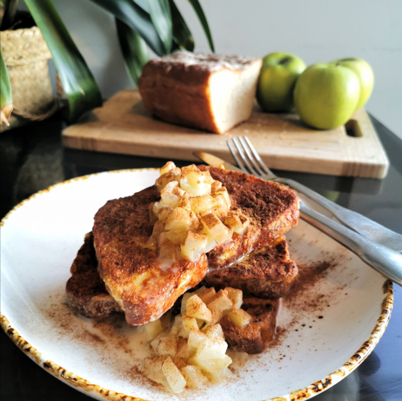 french toast with coconut caramel apples pic