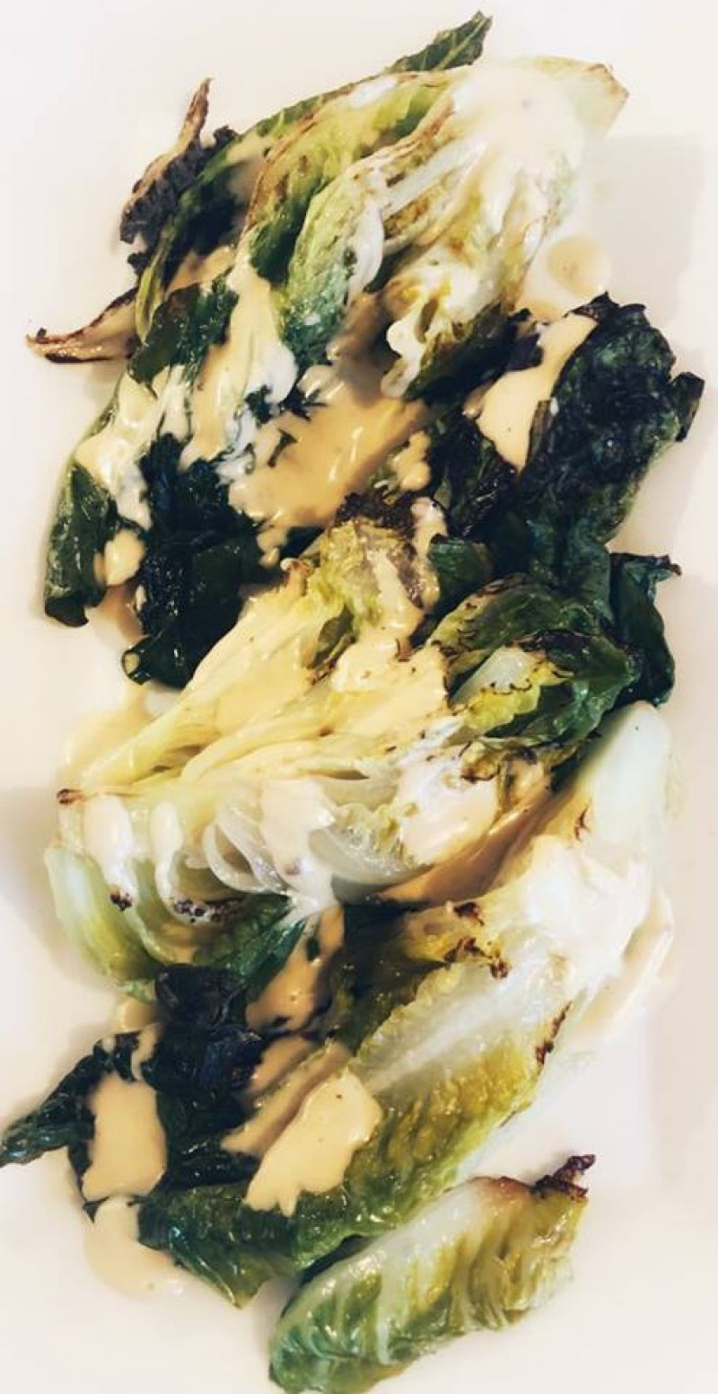 grilled cos lettuce with anchovy dressing