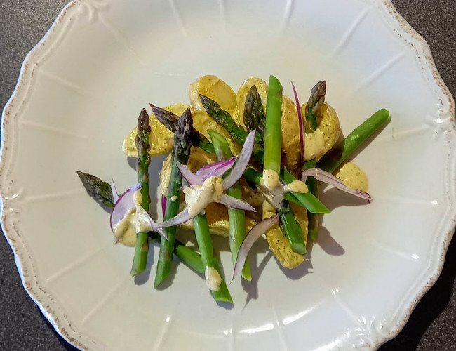 jersey benny and asparagus salad with herbed mayonnaise photo