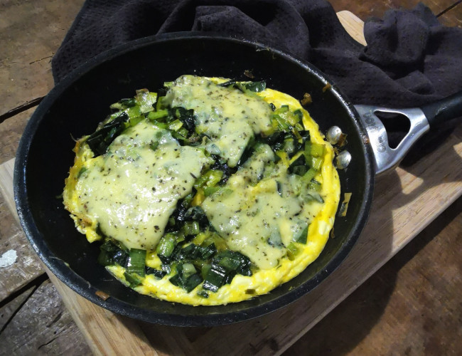 leek and sage cheese omelette