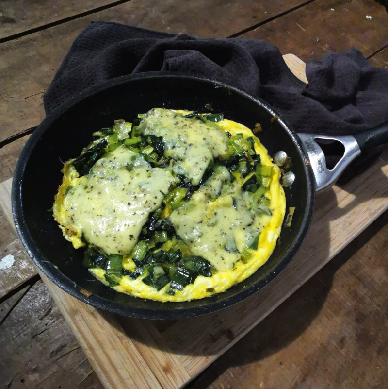 leek and sage cheese omelette