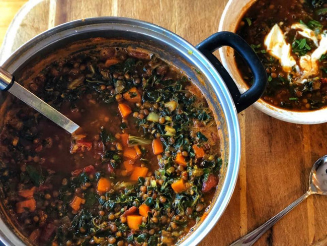 moroccan lentil and silverbeet soup