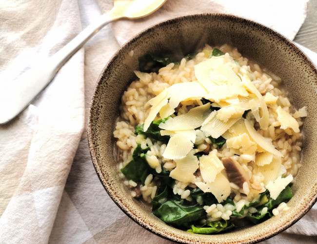 mushroom and spinach risotto