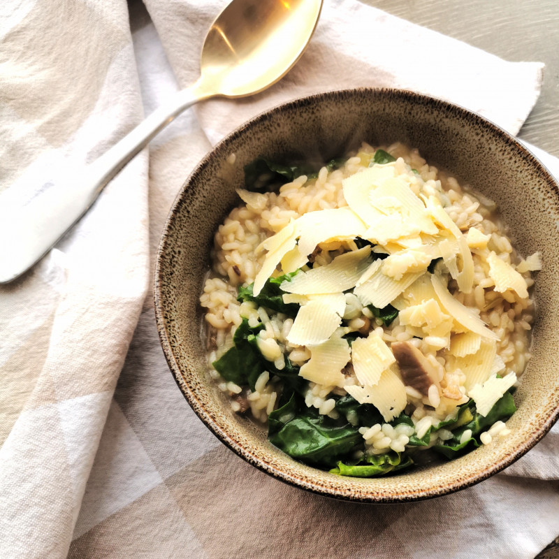 mushroom and spinach risotto