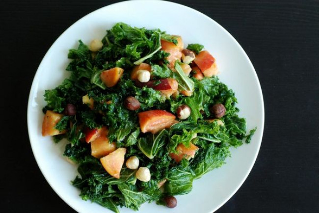 nectarine kale and hazelnut salad