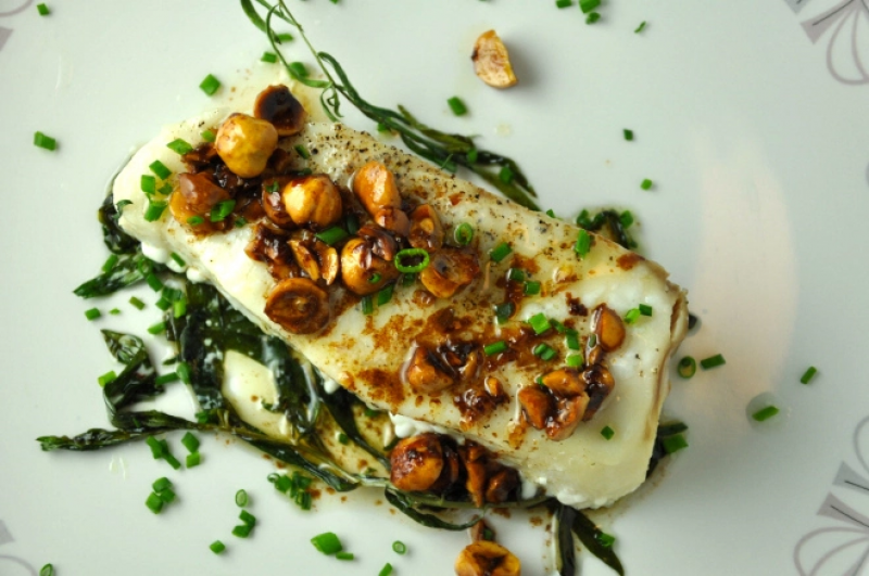 pan fried fish with hazelnut butter