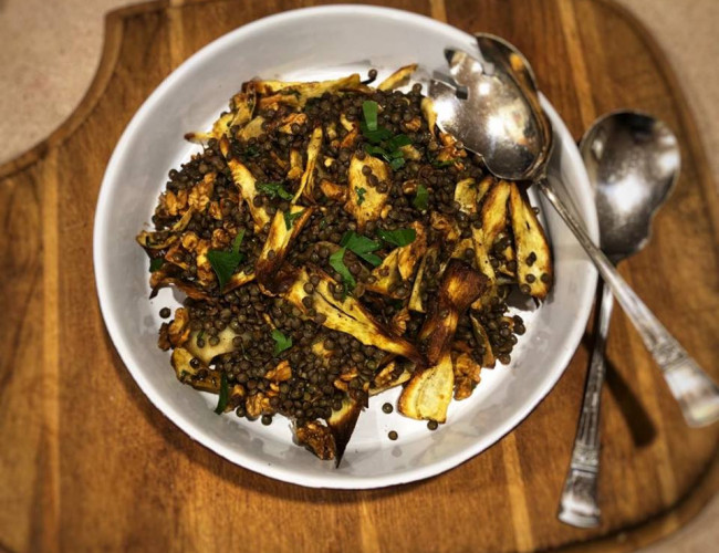 parsnip lentil and walnut salad