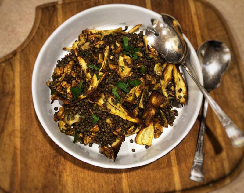 parsnip lentil and walnut salad