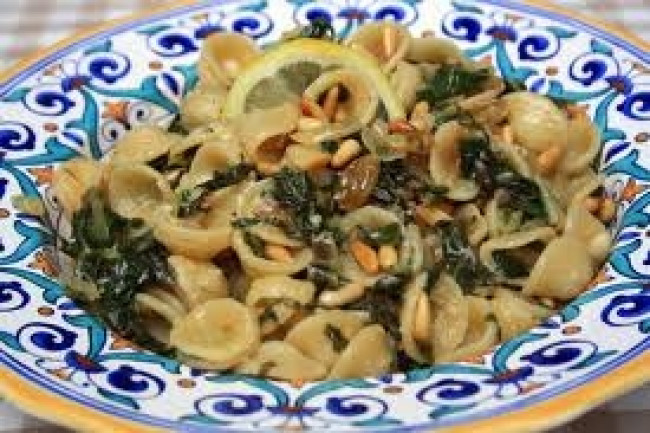 pasta and pine nuts