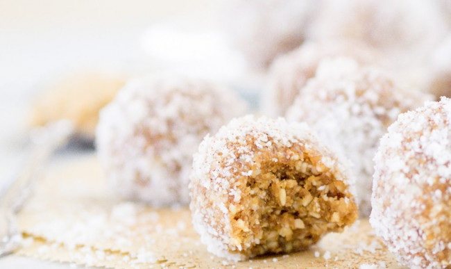 peanut butter honey and coconut bliss bites