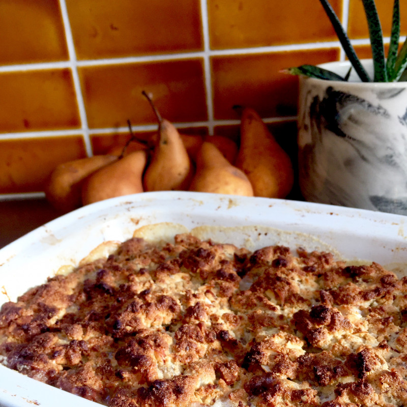 pear almond and ginger crumble gluten free