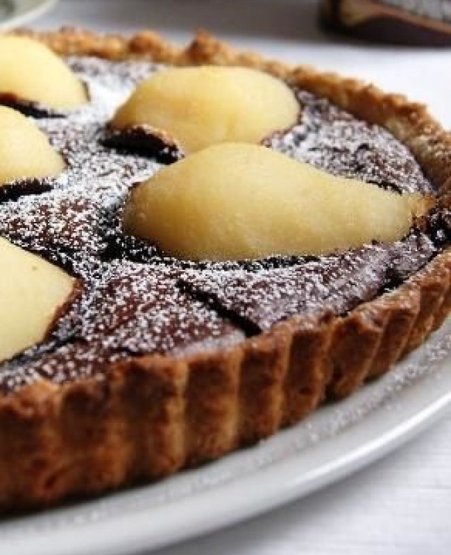 pear and chocolate tart