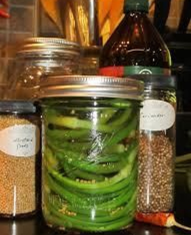 pickled peas and scapes