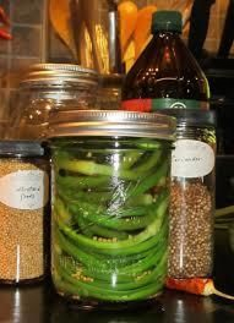 pickled peas and scapes