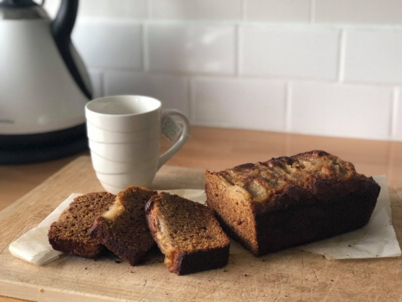 poached pear gingerbread loaf