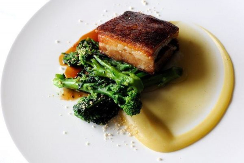 pork belly with potato apple and celeriac puree