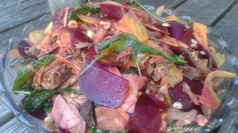 pulled pork beetroot and hazelnut salad