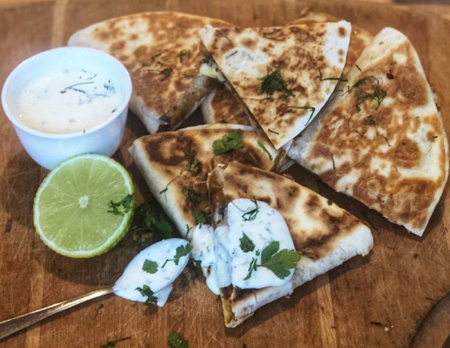 pumpkin quesadilla s with lime and jalapeno sour cream