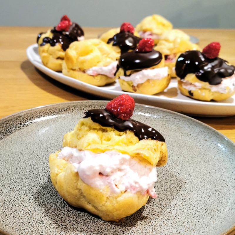 raspberry cream puffs