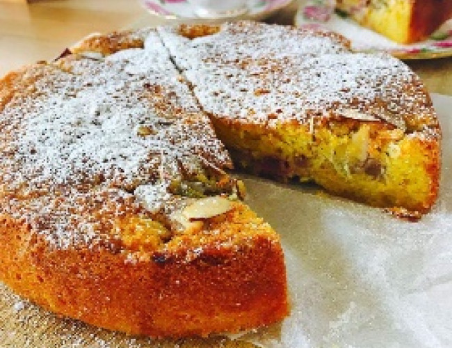 rhubarb orange polenta cake