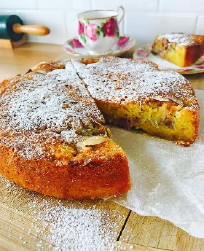 rhubarb orange polenta cake