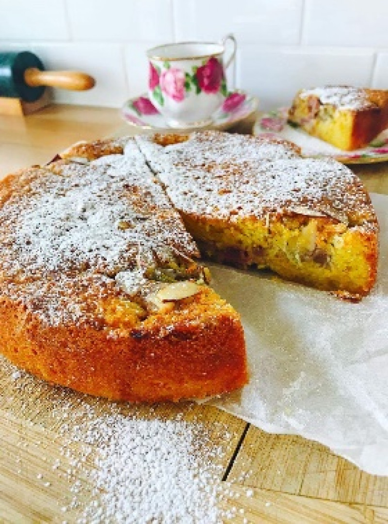 rhubarb orange polenta cake