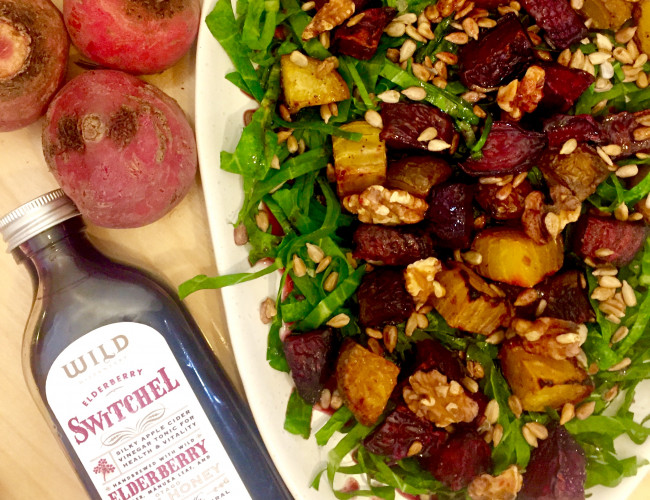 roast beetroot salad with wild dispensary switchel dressing