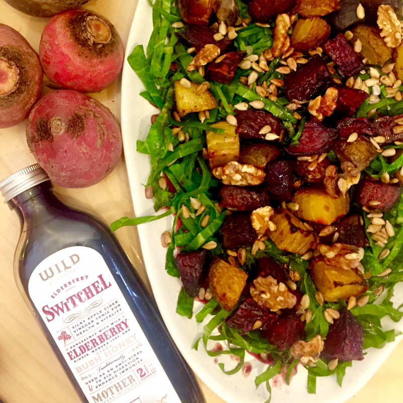 roast beetroot salad with wild dispensary switchel dressing