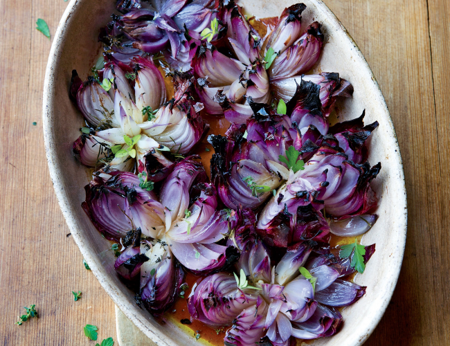 roasted red onion flowers