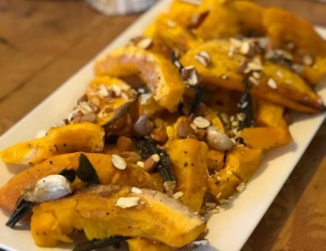 roasted squash with sage and almonds