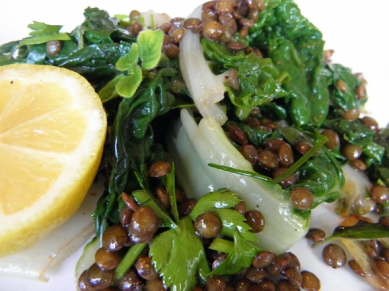 silver beet and lentils