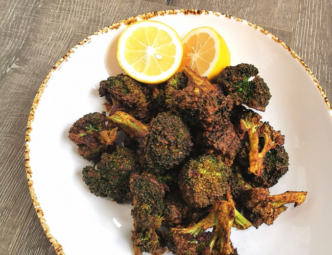 spiced yoghurt baked broccoli