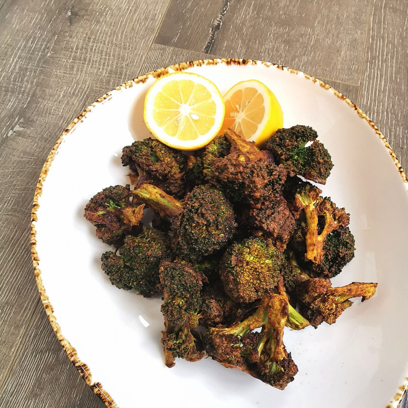 spiced yoghurt baked broccoli