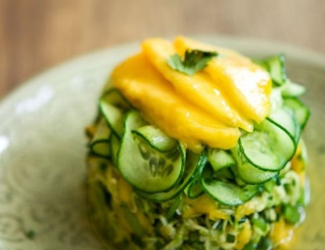 thai inspired zucchini and cucumber salad w nectarine