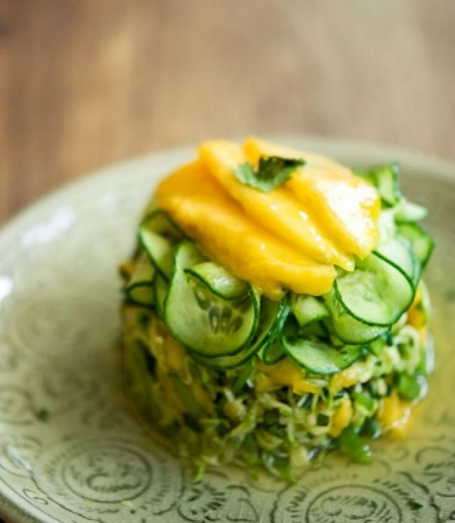 thai inspired zucchini and cucumber salad w nectarine