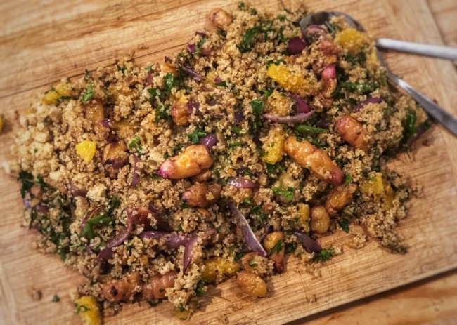 warm yam quinoa salad