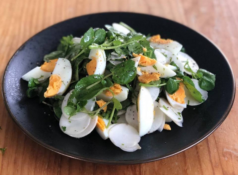 watercress and snowball turnip salad